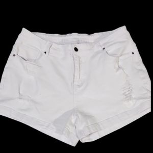 Juniors xl denim stretch Jean shorts white distressed